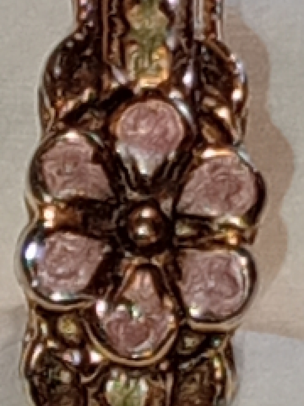 Ring Gold Floral Enamel Cluster Ring Victorian Style with Pink Petal Accents - Picture 2 of 13
